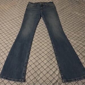 Joe’s mid-rise EGL flare leg jeans, sz 28, zip front, used but many days left